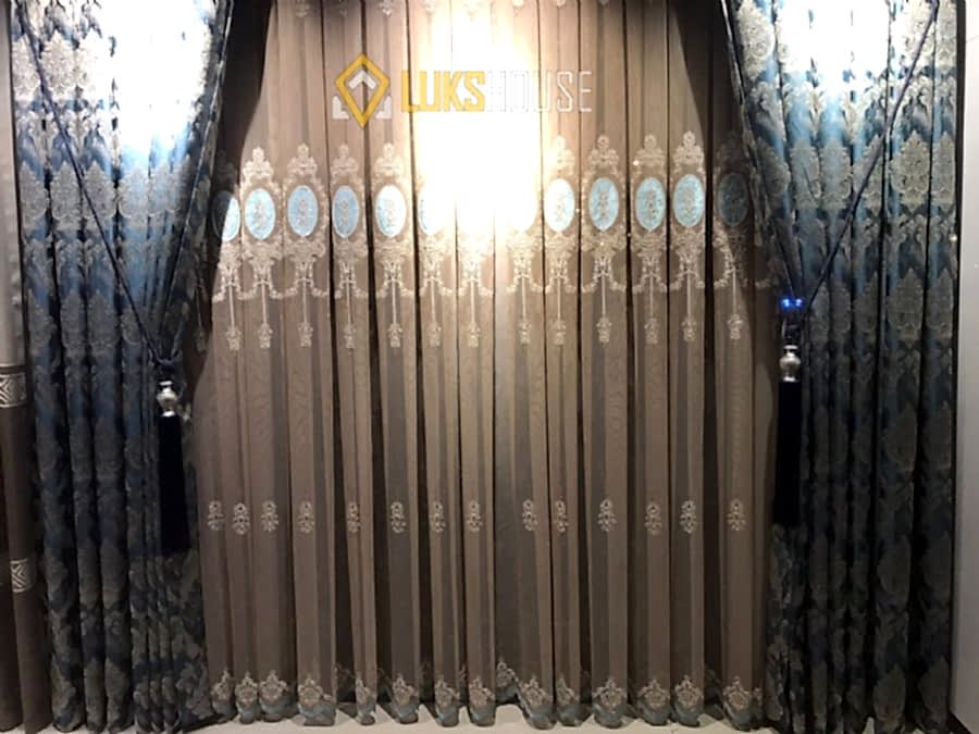 Style Siyah Desenli Fon Perde